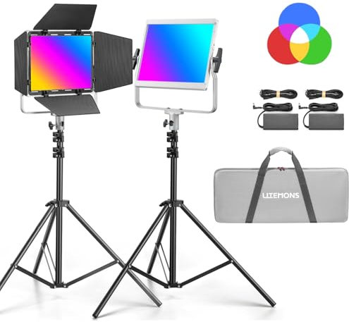 Godox LP400R LP400 Panneau LED RVB avec contrôle par application, lumière vidéo LED 36 W, 360 ° RVB, 1800 K-10000 K, CRI 96+/TLCI 96+/14 modes FX pour streaming YouTube (2 pièces)