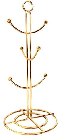 PRETYZOOM Aufbewahrungsregal für Kaffeetassen Kaffeetassenständer Becherhalter Kaffeebecherständer Becherregalbaum Becherbaum für die Theke Kaffeetassen-Aufhänger Becherregal aus Glas Golden