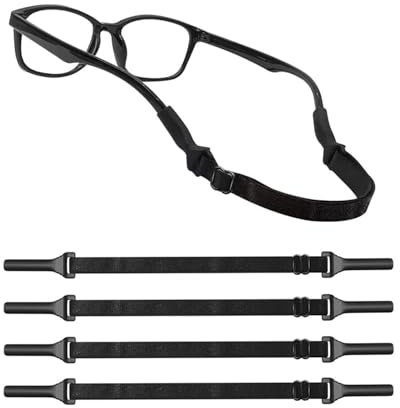 KGDUYC 4 piezas sin cola, antideslizantes, Correa ajustable para gafas, para gafas, cuerda de retención de gafas, correa deportiva para gafas de sol, para hombres, mujeres y niños - Negro