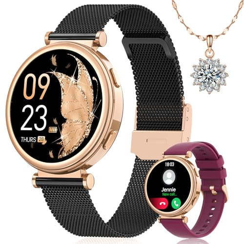 SWGOTA Smartwatch Damen, 1.27 HD Armbanduhr mit Telefonfunktion Menstruationszyklus/Herzfrequenz/Schlafmonitor/SpO2 120+ Sportmodi IP68 Schrittzähler für iOS Android Geschenke für Frauen SchwarzGold