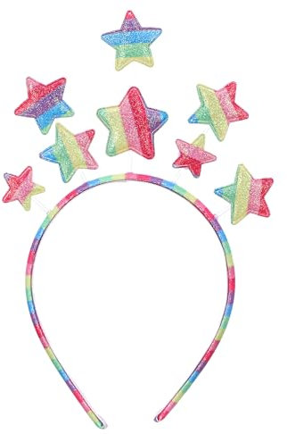 COMNICO Glitzerstern-Stirnband, Liebesstern-Kopfschmuck, fünfzackiger Stern, Haarband, lustige Kopfbedeckung, Braut-Haarreifen, Haarschmuck für Prinzessin, Weihnachten, Urlaub, Festival,