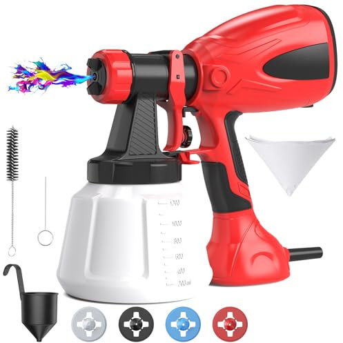 650W High-Power Electric Fence Paint Sprayer, Paint Spray Gun with 1200ml Large Capacity, 4 Nozzles & 3 Spray Patterns, HVLP Sprayer for Furniture,Wood,Walls, Home Interior and Exterior, Fence