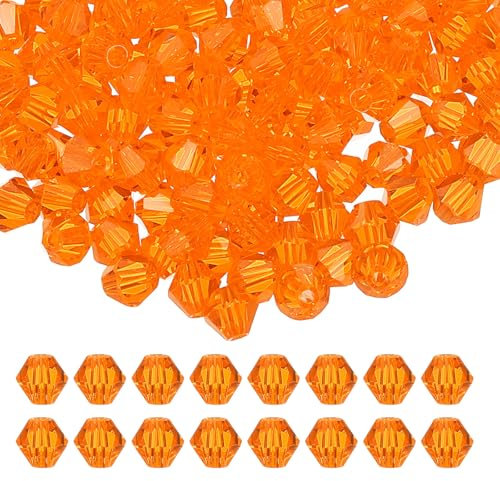 PATIKIL 4mm Bicone Crystal Beads, 400 Pcs Glass Faceted Bicone Beads Loose Spacer Bead for Jewelry Making Bracelet Necklace Earrings Wind Chimes Craft, Orange