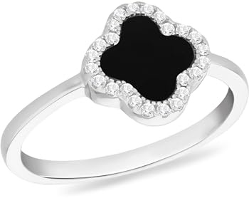 Tuscany Silver Damen-Ring aus Sterlingsilber, rhodiniert, 11 mm Kleeblatt mit 1,1 mm weißen Zirkonia
