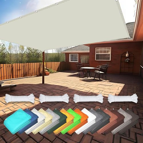 Vela Parasole Impermeabile Rettangolare 2 x 4 m Protezione UV 98% Tenda Parasole con Occhielli Fascette Installazione Facile per Giardino Piscina Balcone, bianco