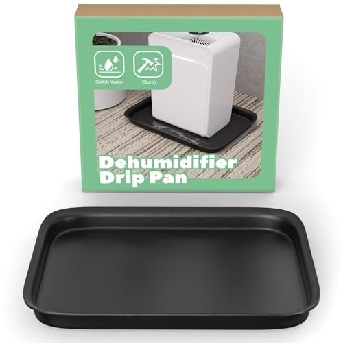 Memrita Vaschetta di scarico deumidificatore con bordo rialzato, in plastica dura, 33 x 22,9 x 5,1 cm, antiscivolo, impermeabile, per deumidificatori, vassoio di scarico cattura e previene perdite