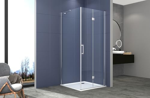 Box doccia Angolare 70x100 cm porta a soffietto + fisso H200 cm cristallo 6 mm profilo CROMATO ZAIRA