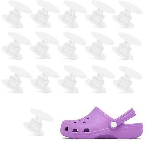 16 Pairs Screw Rivet Fastener with Croc Rivets Replacement Buttons (White) | Push-in Buckles Secure Durable Rivet Components for Sandals, Flip-Flops, Garden Beach Shoes