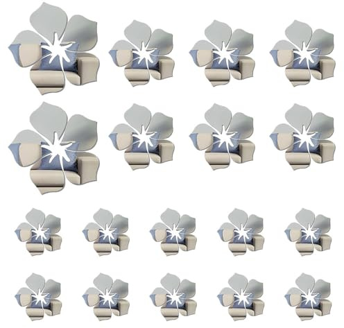 Flower Mirror Wall Sticker 18 Pcs Acrylic 3D Art Decals Self Adhesive Decorative for Home Decor Living Room Bedroom Office