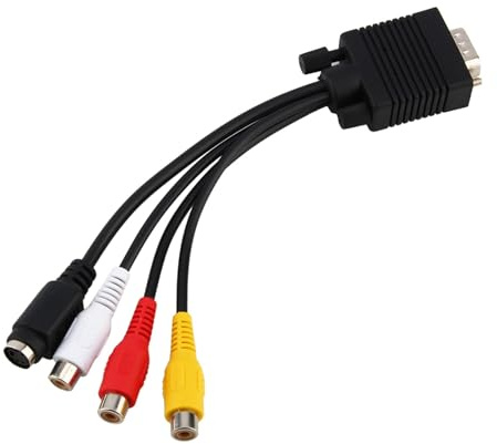 Mimdixy VGA-auf-AV-Kabel, 15-poliger VGA-SVGA-Stecker auf S-Video 3-Buchse, AV-TV-Ausgang, Konverter-Adapter, Computer-zu-TV-Anschluss für PC, Laptop