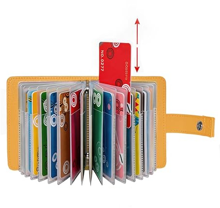 KELEKELE Porta Carte di Credito Uomo Donna Portafoglio Carte di Credito 40 Card Slot (Giallo)
