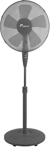 1ABOVE Heavy Duty 5 Blade Pedestal Stand Fan, 140cm Adjustable Height, 3 Speed Setting, Heavy Round Base, Oscillating, Tilting head [Energy Class A+++] (GREY)