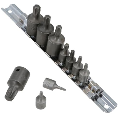 Torx/Star Male Bit Sockets T10 - T55 1/4 and 3/8 Drive 11pc By Bergen AT094G