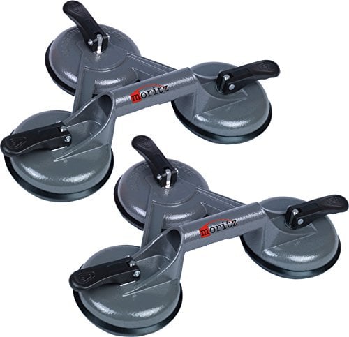 Moritz Aluminium Saugheber Glasheber Glassauger 120 kg 120 mm Vakuumheber mit 3 Saugnäpfen (2)
