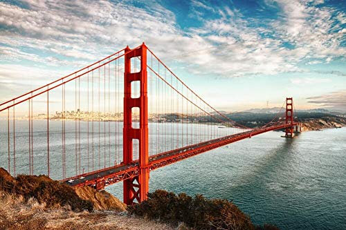 In Weiter Ferne Golden Gate San Francisco USA BRÜCKE Meer schwere Mist Kristall Diamant vollständig Runde Diamant Strass Mosaik Gemälde für die Wall Decor 16X20inch