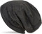 styleBREAKER Damen Beanie Mütze mit Strass Nieten im edlen Streifen Design, Slouch Longbeanie, Stoffmütze Einfarbig 04024086, Farbe:Anthrazit