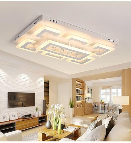 TonHan LED Deckenleuchte XW803 75x50 mit Fernbedienung ist die Lichtfarbe/Helligkeit einstellbar A+LED Wohnzimmerleuchte Kronleuchte Pendelleuchte Deckenlampe Deckenstrahler(XW803-75x50, 70W)