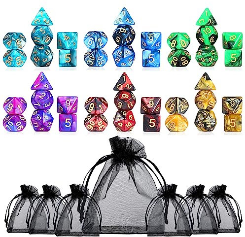 GWHOLE Lot de 42 Dés Jeux De Role Donjons et Dragons D&D Dice, Jeu de Dés Double-Couleur Polyédrique