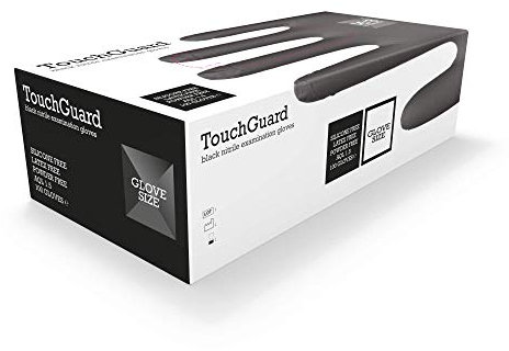 TouchGuard, Guanti monouso in nitrile, neri, senza lattice e senza talco, confezione da 100, taglia XL