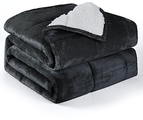 Gewichtete Decke 5,4 kg, 121,9 x 183,9 cm, für 59 - 59 kg, Einzelbett, schwere Decke für Erwachsene/Teenager, ruhiges Schlafen, 100 % Baumwolle mit ungiftigen Glasperlen, grau (5,4 kg)