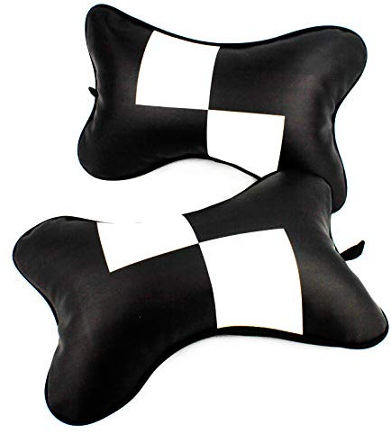 Kit de 2 Cojines Almohadas para Reposacabezas Asiento del Coche Modelo Ajedrez 28x18cm (912804)