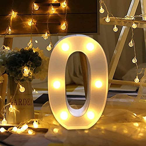 Guijiyi LED Zahlen Lampe Nummer Beleuchtete Ziffern 0 1 2 3 4 5 6 7 8 9,Warm Weiße Lichter Dekoration Lichter Festzelt Licht, Led dekoration für Geburtstag Party Hochzeit & Urlaub Haus Bar (0)
