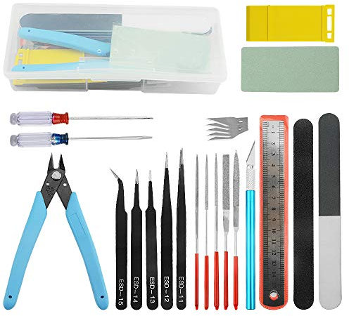 WMYCONGCONG 20 PCS Professional Gundam Model Tools Kit Modeler Basic Tools Craft Set Hobby Building Tools Kit for Gundam Car Model Building Repairing and Fixing Blue