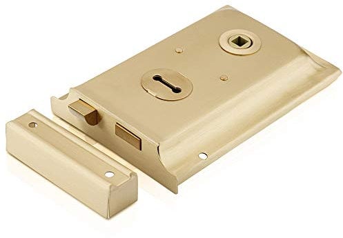 XFORT® 6x 4 Brass Rim Sashlock, Door Lock with Latch, Resists Against Corrosion and Weather Damage, Ideal for External Gates Or Doors, Perfect for Keeping Children, Pets and Livestock Safe.