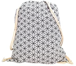 PANASIAM Turnbeutel - Sportbeutel mit dicker Kordel - Stoffbeutel Unisex | aus fester Baumwolle, Gym Bag oder kleiner Wäschesack für Reisen, mit japanischen Ornamenten & heiliger Geometrie