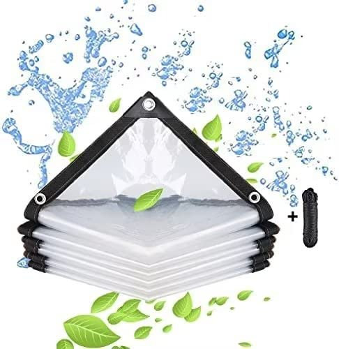 BCBIG Bâche imperméable Transparente avec œillets-pour Meubles de Jardin-Utilisable en extérieur-Imperméable à la Pluie-Isolation des Plantes-Résistant à la poussière-avec Cordon de Serrage 3 x 3 m