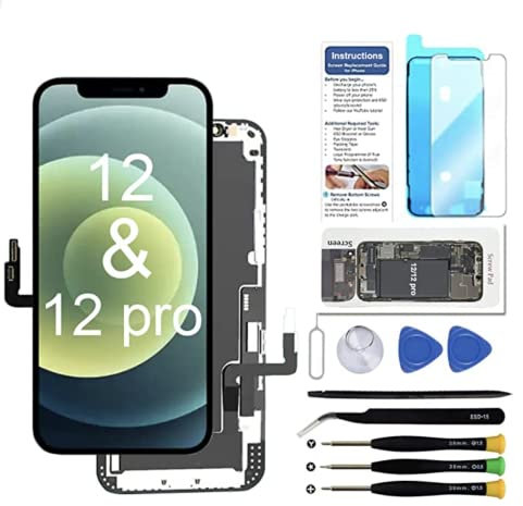 Allfixparts Schermo LCD di ricambio per iPhone 12 (A2172, A2402, A2404) / iPhone 12 Pro (A2341, A2406, A2408, A2407) 6,1 pollici Touch Screen Display Digitizer Frame Assembly