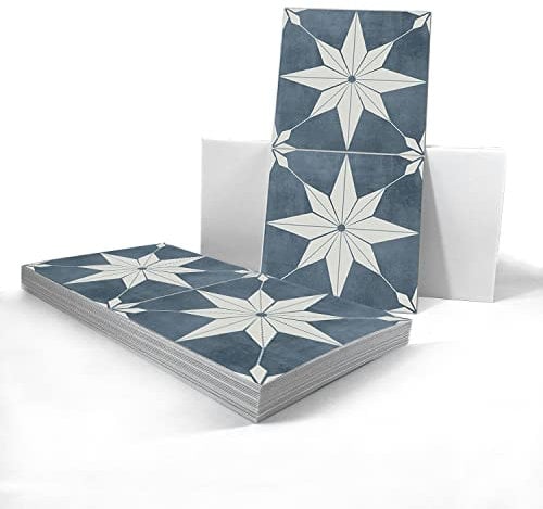 Vinyl-Boden-Wandfliesen, Boden-Aufkleber, rutschfeste Bodenfliesen, Aufkleber für Küche, Badezimmer, selbstklebend, abziehen und aufkleben, PVC-Bodenaufkleber, DIY, blau, 30 x 15 cm, 24 Stück