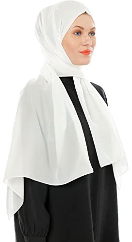 Kopftuch Damen Hijab - Chiffon Hijab Kopftuch Für Damen - Moderne Muslimisch Chiffon Hidzab Tuch Schal Kopftucher - Creme