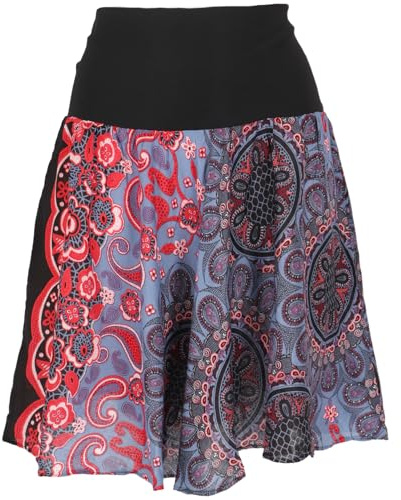 GURU SHOP Luftiger Minirock, Boho Sommerrock, elastischer Bund, Viskose | Leichter Stoff, lockere Passform, ideal für heiße Tage, perfekt für Reisen, umschmeichelt die Figur.