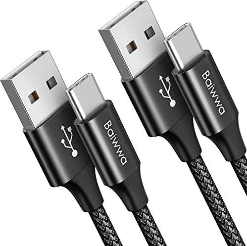 Baiwwa Cavo USB A a USB C 1.5M 2Pezzi, 3A USB Tipo C Ricarica Rapida per Samsung Galaxy S21 S20 S22 S9 S10 S8 Plus, A20e A50 A51 A70 A71 A53 A11 A13 -Nero