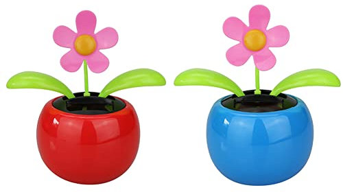 Solar tanzende Blume,Ekakashop 2 Stück Solarbetriebene Tanzblume Wackelblume Auto Wackelfigur Schwingende Ornamente Armaturenbrett Dekoration für Auto Büro Heim Desktop Deko
