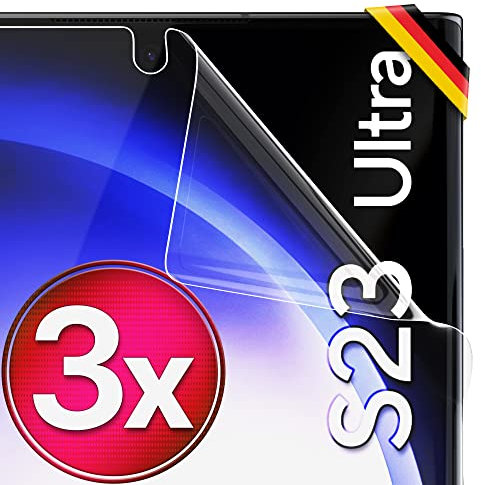 UTECTION 3X Schutzfolie für Samsung Galaxy S23 Ultra - Fingerabdruck kompatibel - Premium Folie KEIN Glas - Hüllenfreundlich - Anti Kratzer Displayschutzfolie Ultra Clear - Schutz Displayfolie