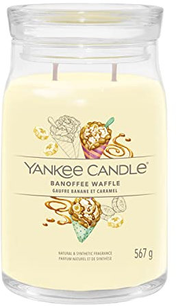 Yankee Candle Candela profumata firmata | Banofee Waffle grande candela in barattolo con doppio stoppino | Candela in miscela di cera di soia | Regalo perfetto per le donne