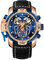 REEF TIGER High-End leuchtende Sport Automatikuhr Spinne Zifferblatt mit Jahr Monat Ewiger Kalender Leder Mechanische Uhren RGA3532SP (RGA3532SP-PLLB)