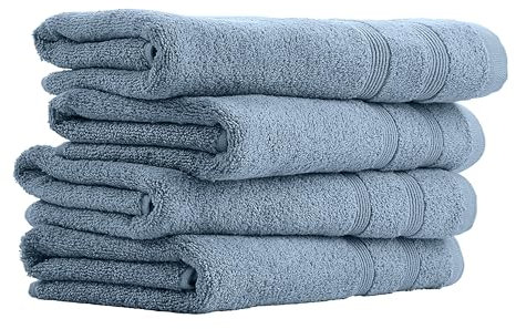 Uncover by Schiesser Handtuch Brooklyn im 4er Set | 100% Baumwolle | Oeko-TEX | Weich, saugstark, schnelltrocknend | 50x100cm | Hellblau