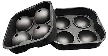 4 große Kugeln (6 cm) Silikonform für Eiswürfel & Backen - Dekoration, Halloween, Karneval & Motto-Party (1 Form)
