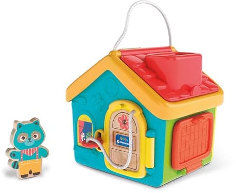 Clementoni | Ma Maison d'Activités – Montessori pour Enfants 18 Mois+ | Jouet Éducatif avec Systèmes de Fermeture Variés et Personnage en Bois | Développement Motricité Fine et Autonomie | sans Piles