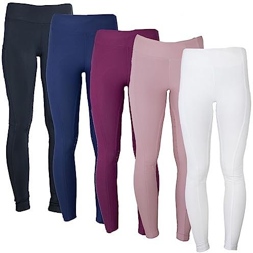 MS-Trachten Reitleggings Kinder Silikonvollbesatz mit Handytasche Reithose Mädchen Tessa (134/140, Weiß)