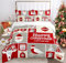 IUNTWEIE Weihnachtsbettwäschee 135x200,Weihnachtsmann und Elch Schneemann Rot Bettbezug,Weihnachtsdekoration,Weiche Bettwäsche Set mit Reißverschluss (A, 135x200cm)