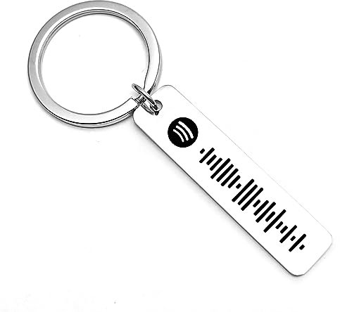 Generic Portachiavi Personalizzato con Codice Spotify Scansionabile, Romantico, Unisex, Argento, Portachiavi Spotify Personalizzato