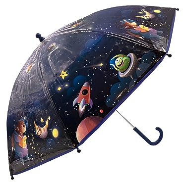 bb klostermann Kinder Regenschirm Weltall, transparent, 80cm x 88cm, mehrfarbig