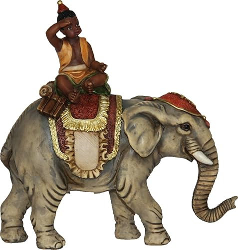 FADEDA JOK: Elefant mit Mohr/Höhe:8 cm/handbemalt/detailgetreue Krippen Figuren - Weihnachten Tisch Dekoration Krippe Zubehör