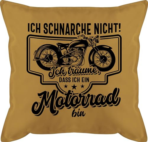 Kissen 50x50 - Statement mit Sprüchen - Ich schnarche nicht ich träume dass ich ein Motorrad bin schwarz - 50 x 50 cm - Gelb - kissenbezug spruch sprüche biker motivkissen und fuellung spruechen