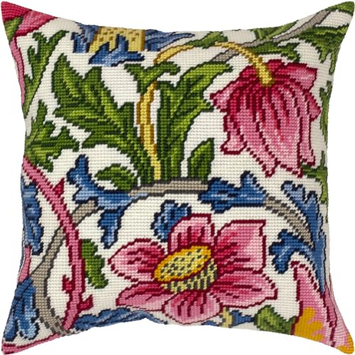 Brwsk Rose. Stickset mit bedruckter Gobelin (40 × 40 cm) Stickkissenset für kreative Inneneinrichtung Handarbeitsset für erwachsene Anfänger