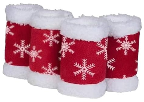 4 Pcs Horse Fly Boots Christmas Themed Horse Leg Wraps with Fleece Trim Horse Fly Protection Accessories for Training Exercising Horse Dress Up